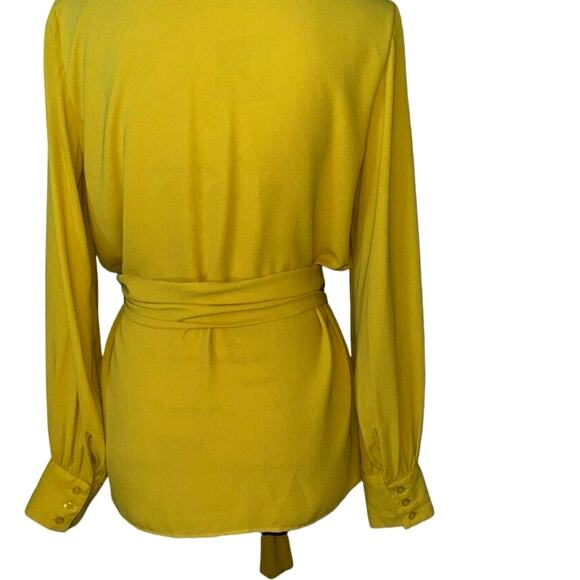 Ann Taylor golden v-neck belted blouse small - Picture 3 of 7